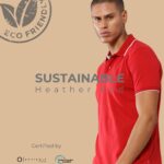 Sustainable Jacquard Polo Heather Red T-Shirt – Certified by Optiknit & GRS – Free Custom Logo Printing