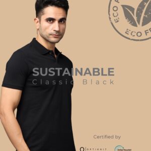 Sustainable Classic Black Jacquard Polo – Free Custom Logo Printing