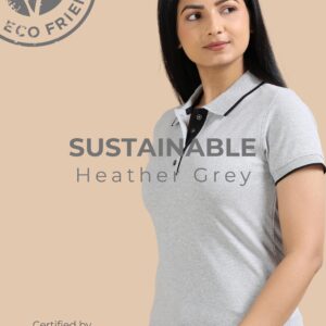 Sustainable Jacquard Polo T-Shirt – Heather Grey (Women)