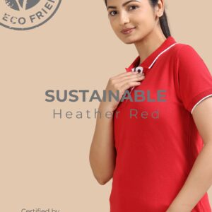 Sustainable Jacquard Polo T-Shirt – Heather Red (Women)