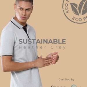 Sustainable Heather Grey Jacquard Polo – Free Custom Logo Printing