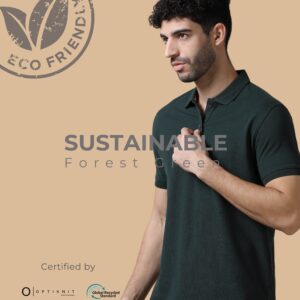 Sustainable Forest Green Jacquard Polo – Free Custom Logo Printing