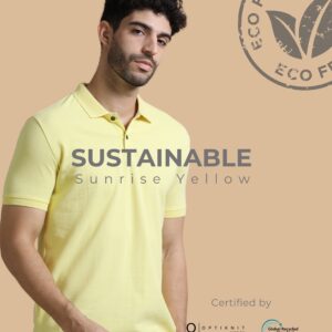 Sunrise Yellow Sustainable Jacquard Polo – Free Logo Printing Included!