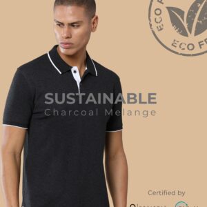 Sustainable Charcoal Melange Jacquard Polo – Free Custom Logo Printing