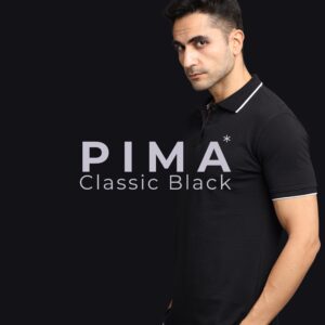 Premium PIMA Cotton Polo – Classic Black (Free DTF Printing)