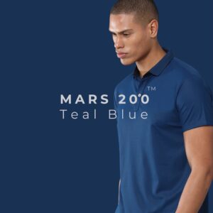 MARS Polo T-Shirt – Teal Blue | Free DTF Logo Printing