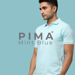 Premium Mint Blue PIMA Cotton Polo T-Shirt with Free Logo Printing