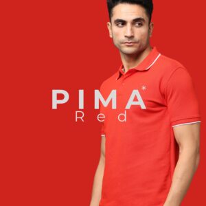 PIMA Cotton Polo T-Shirt – Red | Premium Bio-Wash Finish